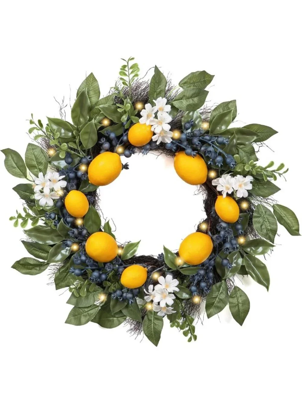 20'' Lemon Wreath for Front Door | Summer Decor with Eucalyptus & Blueberry